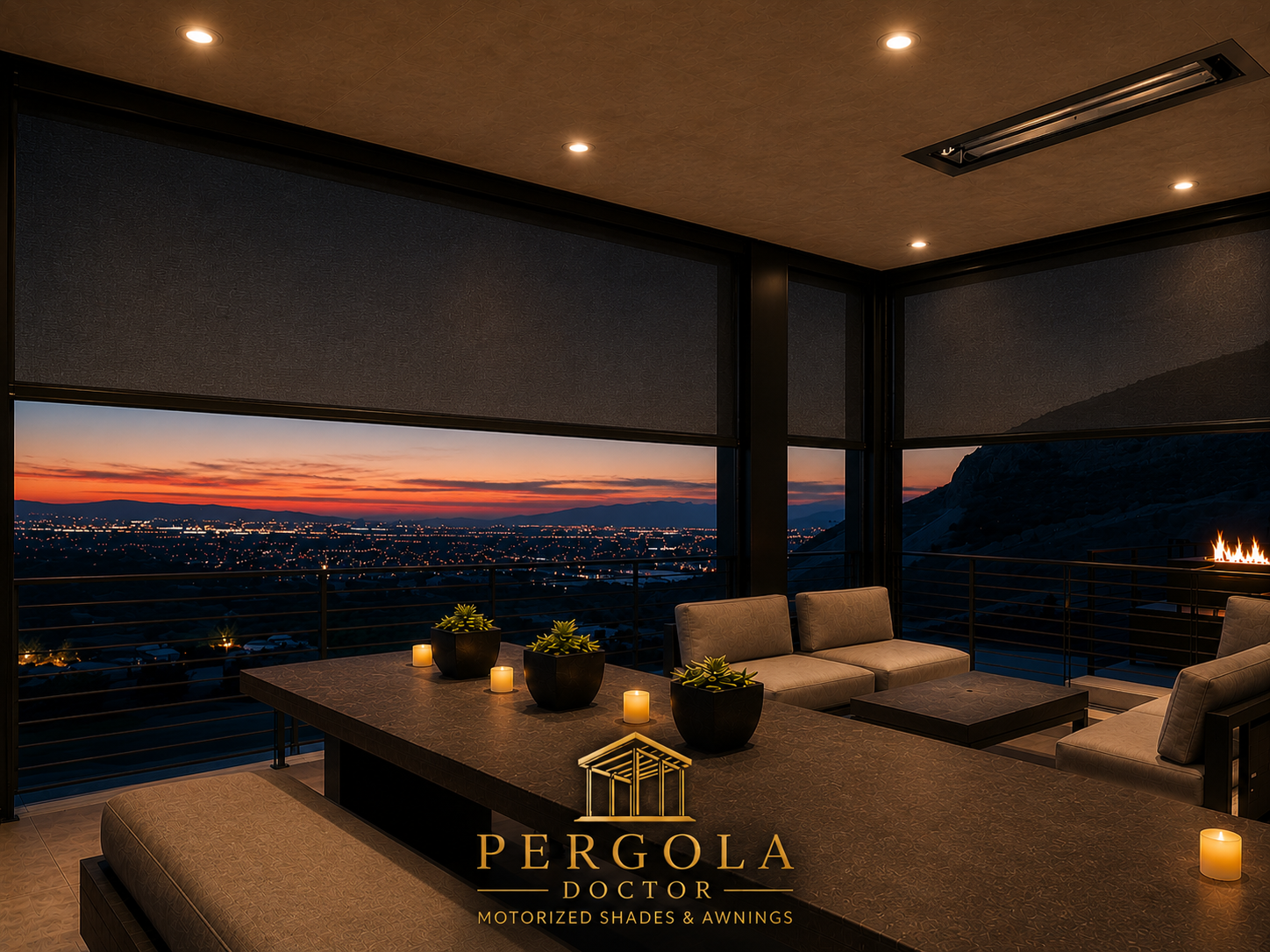 Couple enjoying outdoor pergola space